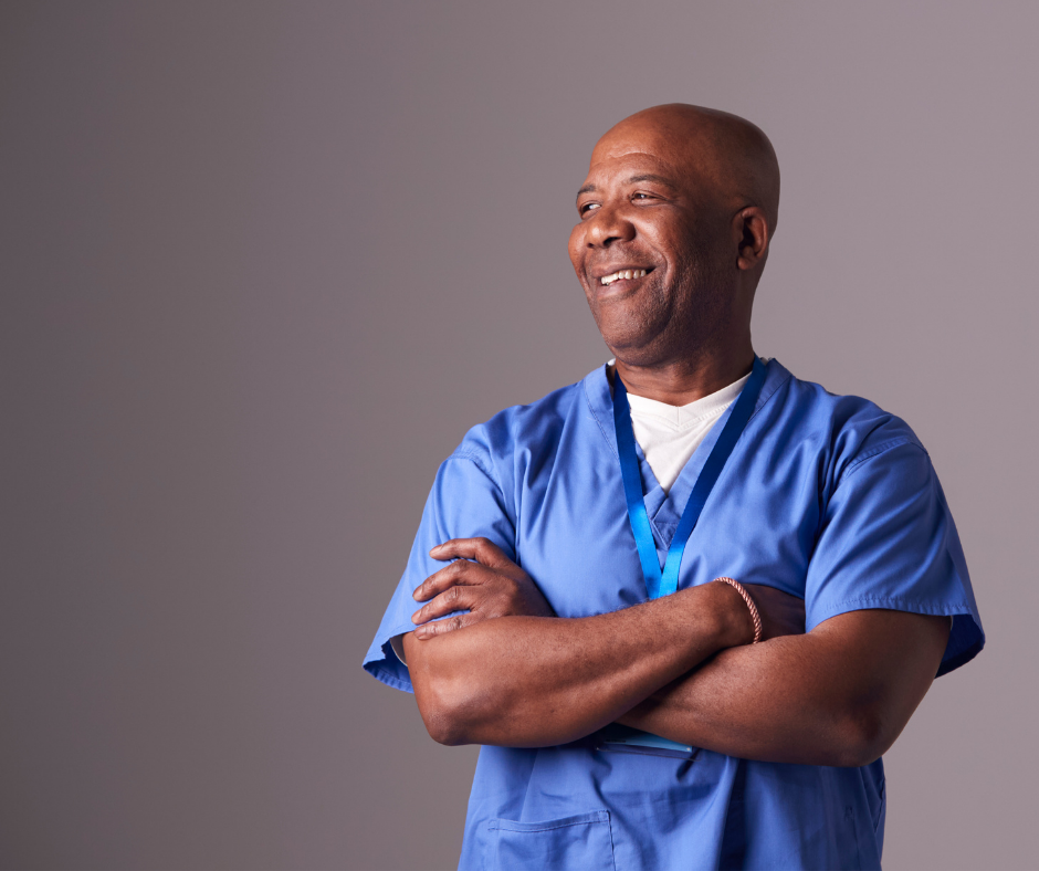 Male nurse smiling